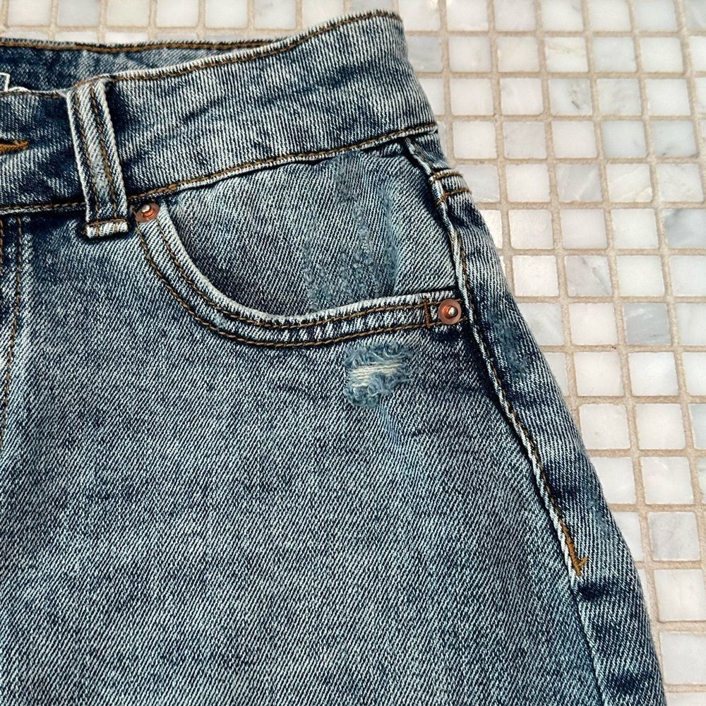 Wild Fable Crooked Detailing Denim Jean Skirt with Frayed Hem - Picture 4 of 9